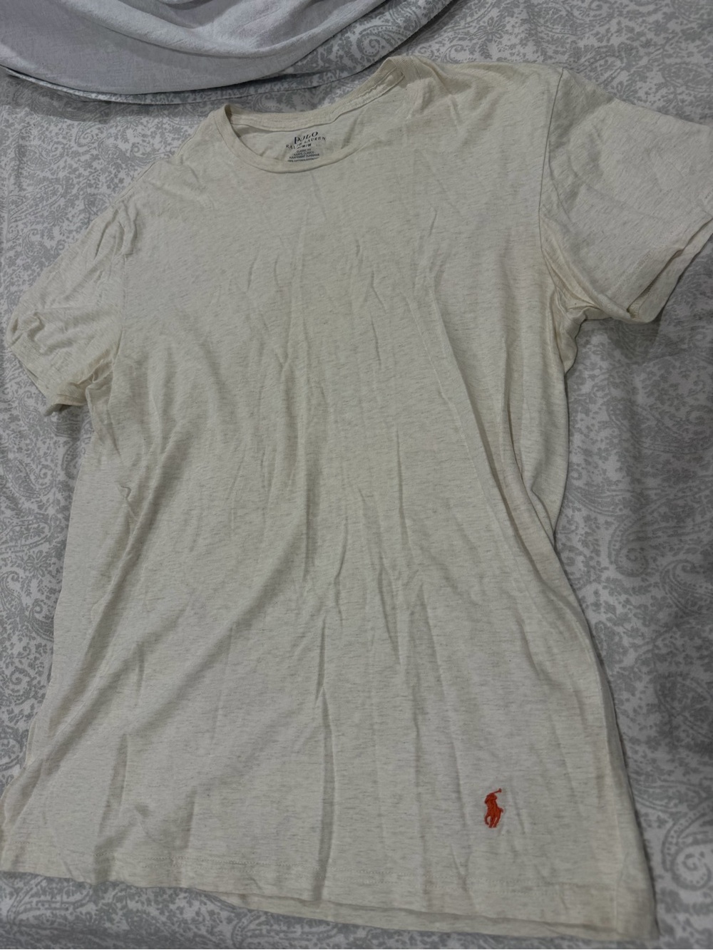 Polo by Ralph Lauren Cream Short Sleeve Crew Tee with Red Pony